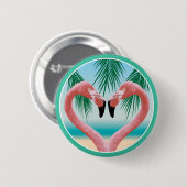 Flamingo-Liebe (Tropisches Valentin) Button (Vorne & Hinten)