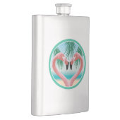 Flamingo-Liebe (Tropisches Valentin) Flachmann (Rechts)