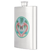 Flamingo-Liebe (Tropisches Valentin) Flachmann (Links)