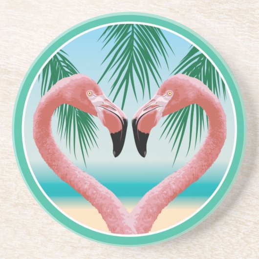 Flamingo-Liebe (Tropisches Valentin) Getränkeuntersetzer (Vorne)