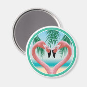 Flamingo-Liebe (Tropisches Valentin) Magnet (Vorderseite/Rückseite)