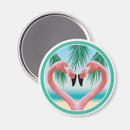 Flamingo-Liebe (Tropisches Valentin) Magnet (Vorderseite/Rückseite)