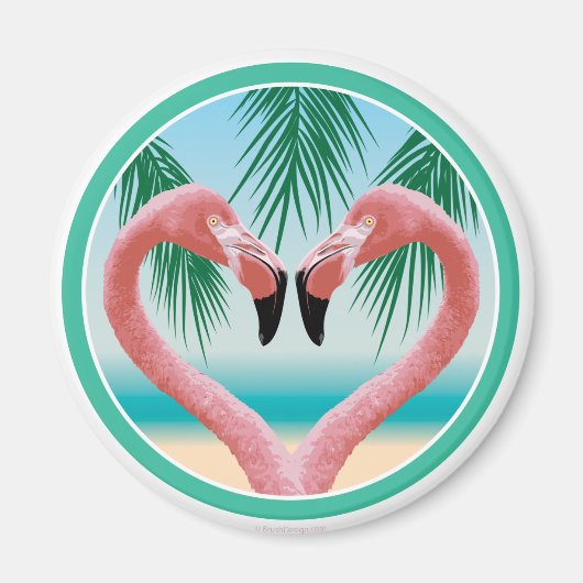 Flamingo-Liebe (Tropisches Valentin) Magnet (Vorne)