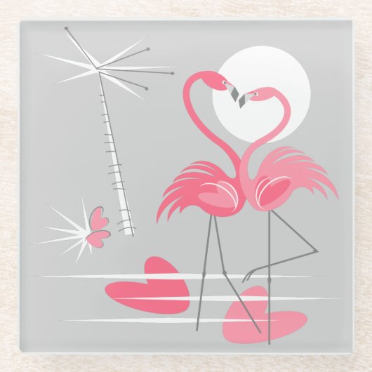 Flamingo Liebe Untersetzer (Vorderseite)