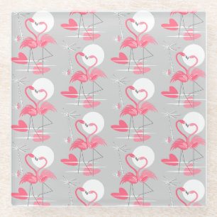 Flamingo-Liebe Untersetzer-Glas Glasuntersetzer