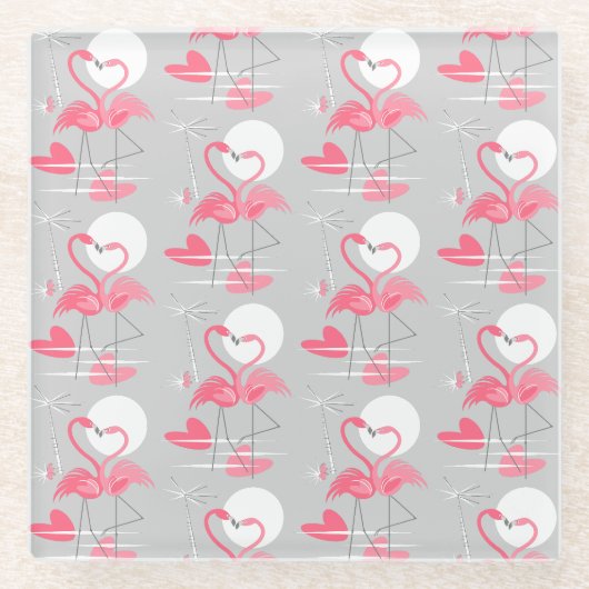 Flamingo-Liebe Untersetzer-Glas Glasuntersetzer (Vorderseite)