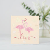 Flamingo Liebe Valentines Flachkarte (Stehend Vorderseite)