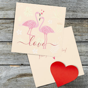 Flamingo-Liebe Valentinstag-Flachkarte