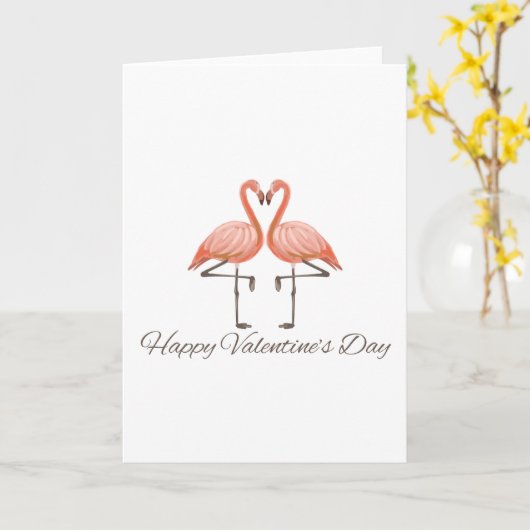 Flamingo Liebe Valentinstag Karte (Gelbe Blume)