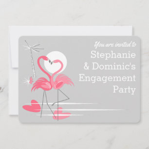 Flamingo Liebe "You are welcome" Verlobung gerunde Einladung