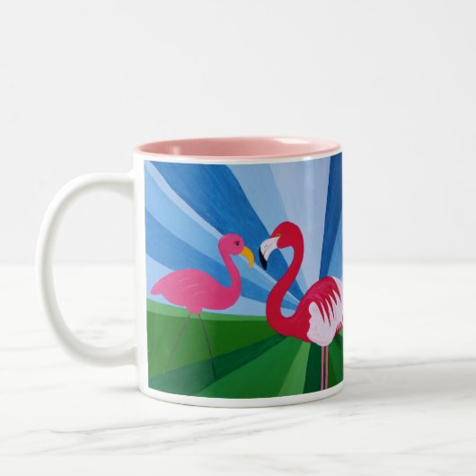 Flamingo-Liebe? Zweifarbige Tasse (Links)