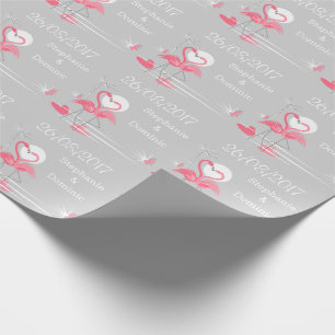 Flamingo-Liebes-Side-Date-Namen Geschenkpapier