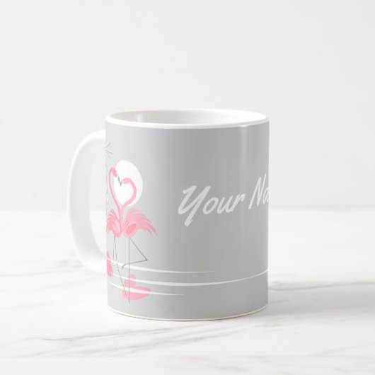 Flamingo-Liebes-Tassenname Kaffeetasse (Vorderseite Links)