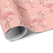 Flamingo-Liebesmuster Valentinstag Geschenkpapier (Rolleneckpunkt)