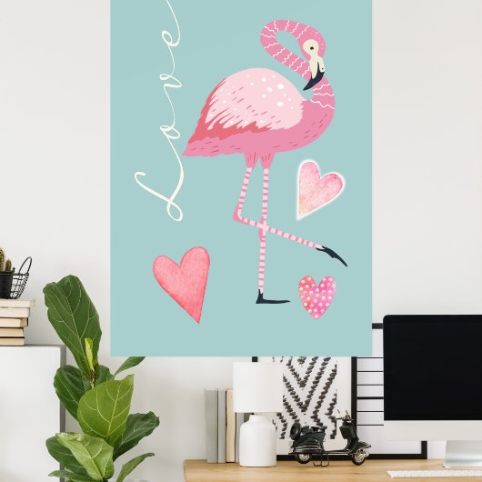 Flamingo-Liebesposter Rosa Poster (Heimbüro)