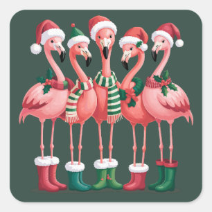 Flamingo Liebhaber Geschenk Weihnachten Frohe Xmas Quadratischer Aufkleber