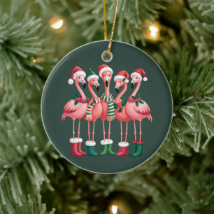 Flamingo Liebhaber-Geschenk Weihnachten Fröhliche  Keramik Ornament