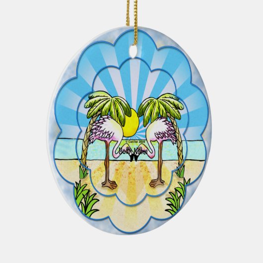 Flamingo Liebhaber Keramik Ornament (Rechts)