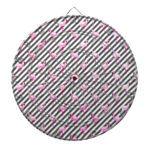 Flamingo Liebhaber Rosa Vogel Diagonale Streifen Dartscheibe