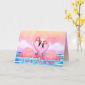 Flamingo liebt Valentinstag Karte (Gelbe Blume)
