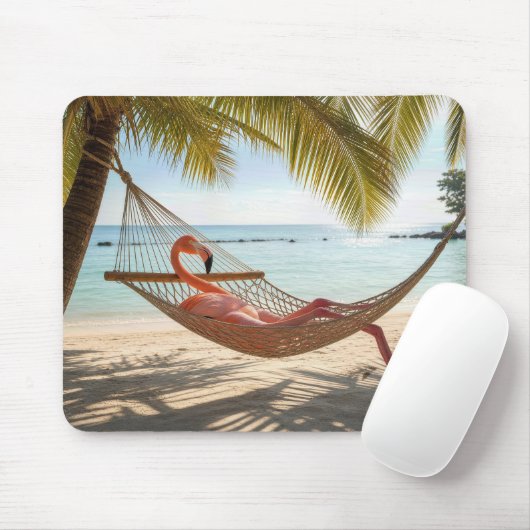 Flamingo liegt in einer Hängematte Mousepad (Mit Mouse)
