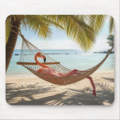 Flamingo liegt in einer Hängematte Mousepad (Vorne)