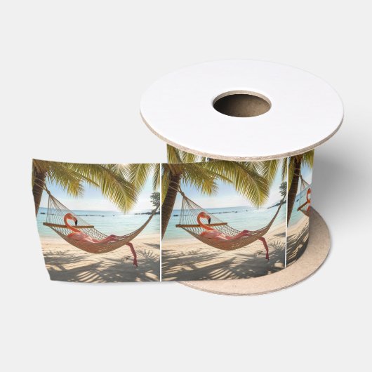 Flamingo liegt in einer Hängematte Satinband (Spule)