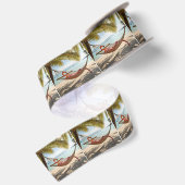 Flamingo liegt in einer Hängematte Satinband (Rückseite)