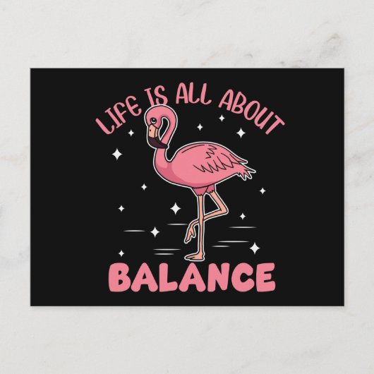 Flamingo Life dreht sich alles um Balance Postkarte (Vorderseite)