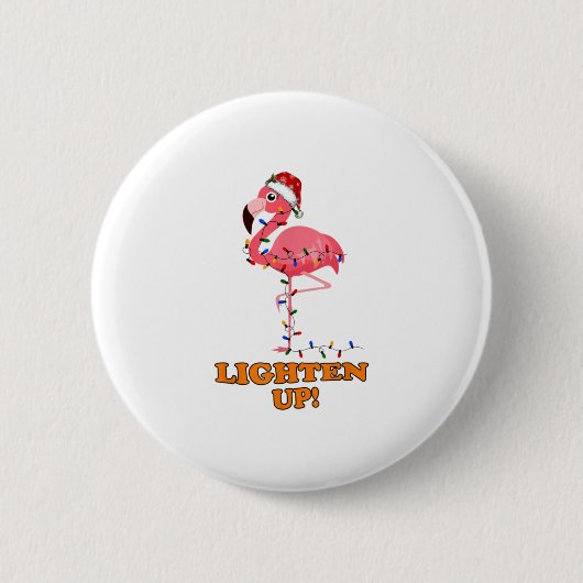 Flamingo Lighten Up Frohe Weihnachten Button (Vorderseite)