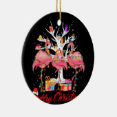 Flamingo Lights Santa Hat Sweater Tree Christmas Keramik Ornament (Rechts)