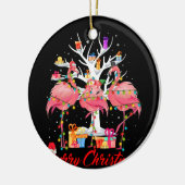Flamingo Lights Santa Hat Sweater Tree Christmas Keramik Ornament (Links)