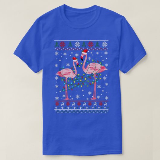 Flamingo Lights Ugly Sweater Weihnachtslebewesen T-Shirt (Design vorne)