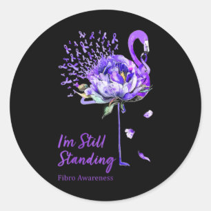 Flamingo Lila Ribbon Fibro Fibromyalgia Awarenes Runder Aufkleber