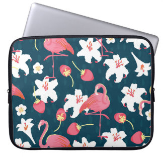 Flamingo-Lilien: Tropisches Vintage-Design. Laptopschutzhülle