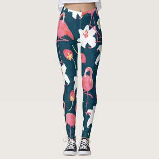 Flamingo-Lilien: Tropisches Vintage-Design. Leggings