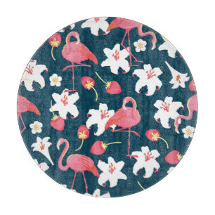 Flamingo-Lilien: Tropisches Vintage-Design. Schneidebrett
