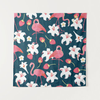 Flamingo Lilies: Tropisches Vintages Design. Wandteppich