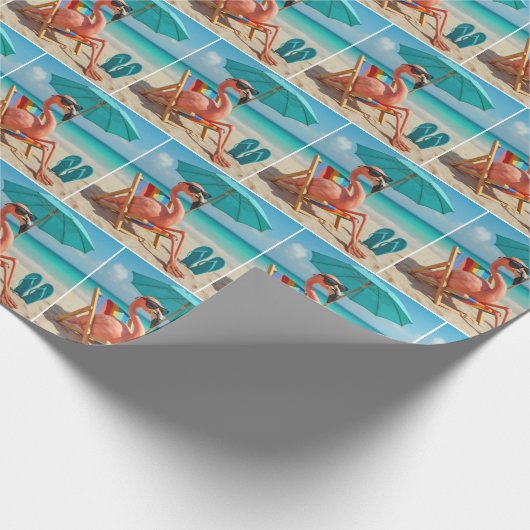 Flamingo Lounges am Strand Geschenkpapier (Ecke)