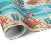 Flamingo Lounges am Strand Geschenkpapier (Rolleneckpunkt)