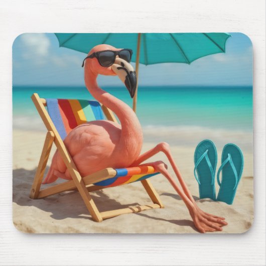 Flamingo Lounges am Strand Mousepad (Vorne)
