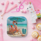 Flamingo Lounges am Strand Pappteller (Party)