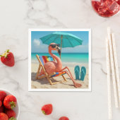 Flamingo Lounges am Strand Serviette (Beispiel)