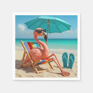 Flamingo Lounges am Strand Serviette