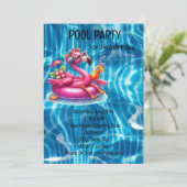 Flamingo Lounges in rosa Pool Tube Einladung (Stehend Vorderseite)