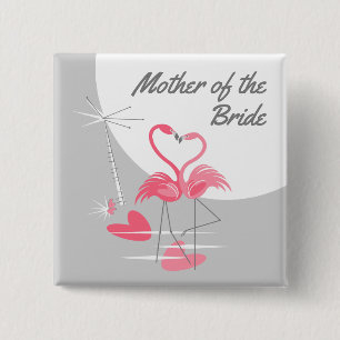Flamingo Love Large Moon Mother of the Bride Button