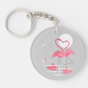 Flamingo Love Schlüsselanhänger Text Acryl rund