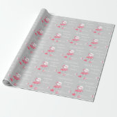 Flamingo Love Side Date Names wrapping paper Geschenkpapier (Ungerollt)