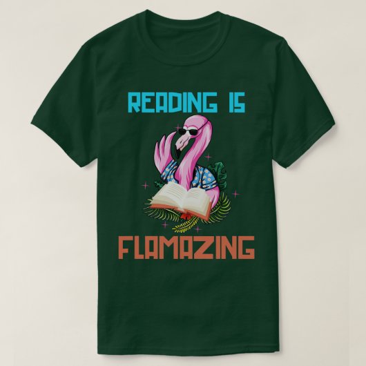 Flamingo Lover Bookworm Gift Reading T-Shirt (Design vorne)