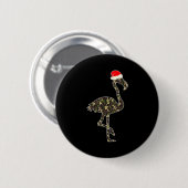 Flamingo Lover Christmas Santa Hat Camouflage Illu Button (Vorne & Hinten)